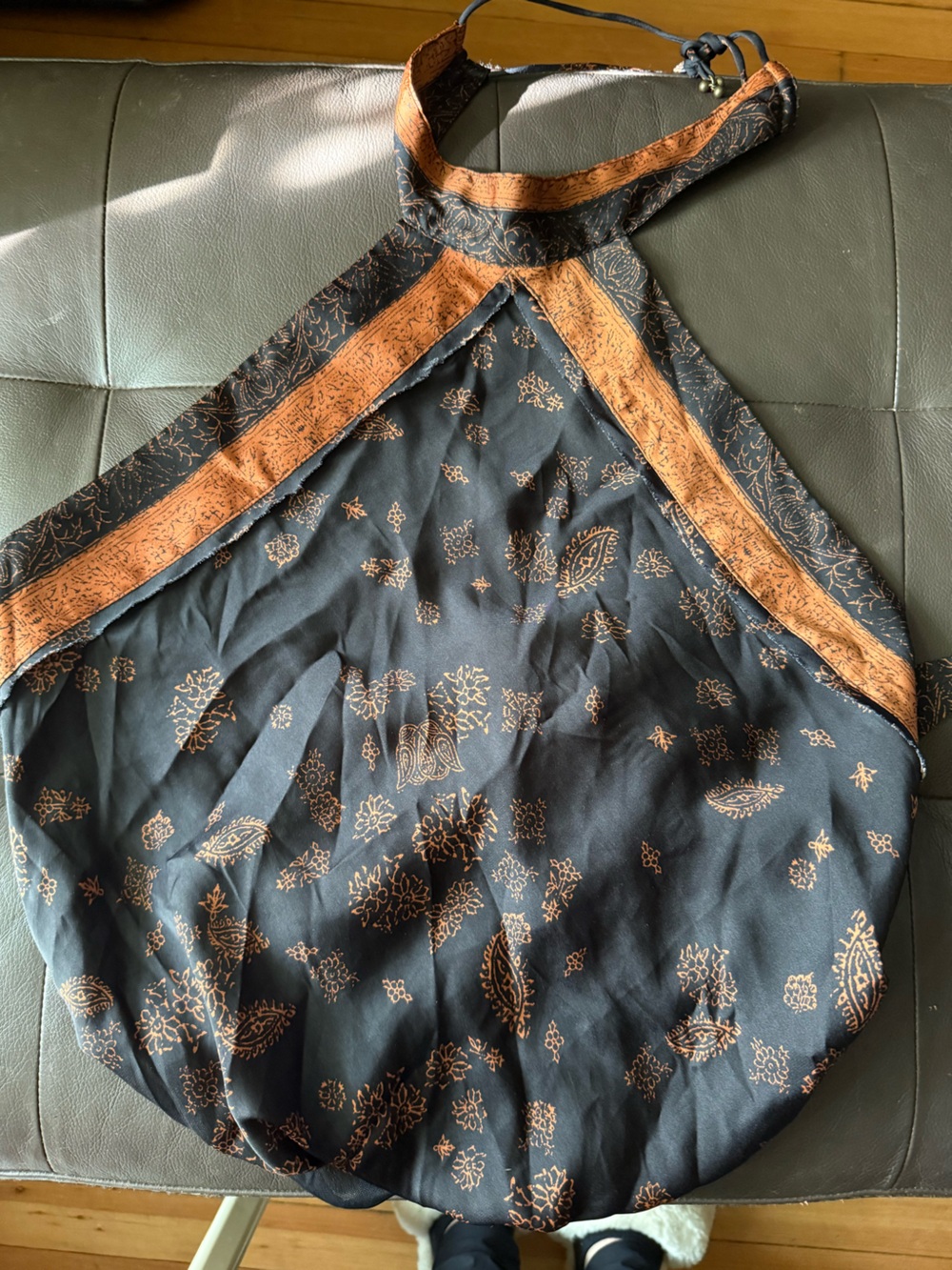 Free People 1 thing halter neck bodysuit with open back, black and orange size s